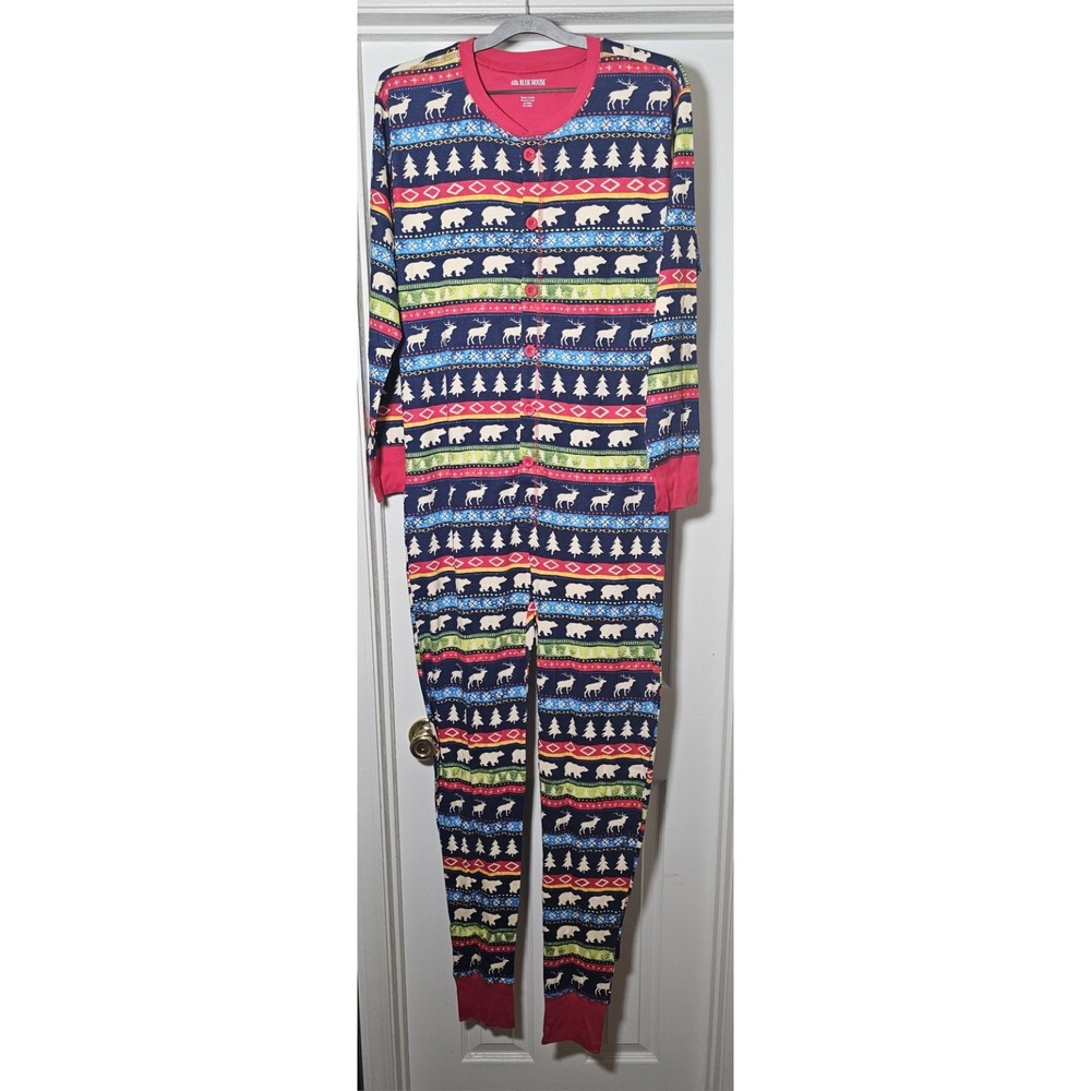 Little Blue House Union Suit Unisex Medium Woodland Fair Isle Navy‎